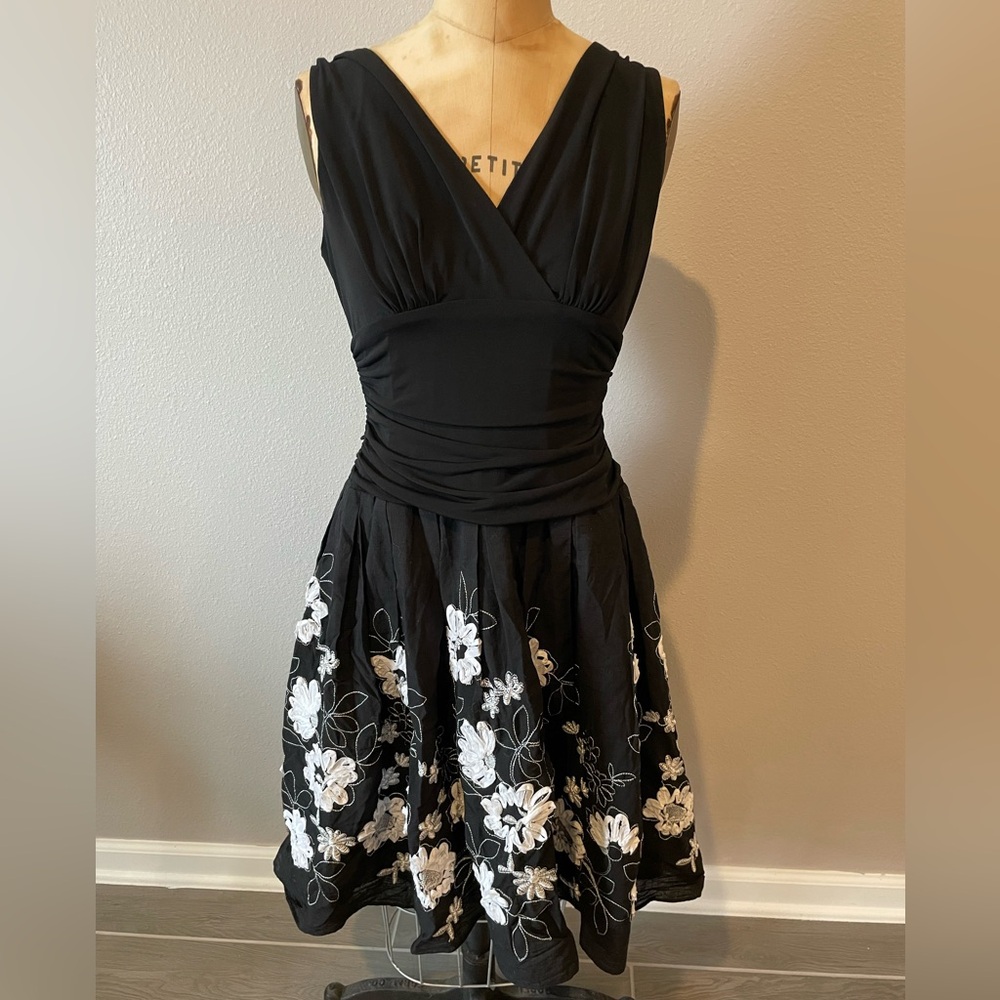 Black Floral Embroidered Dress